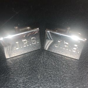 Silver Swank cufflinks Engraved JRS